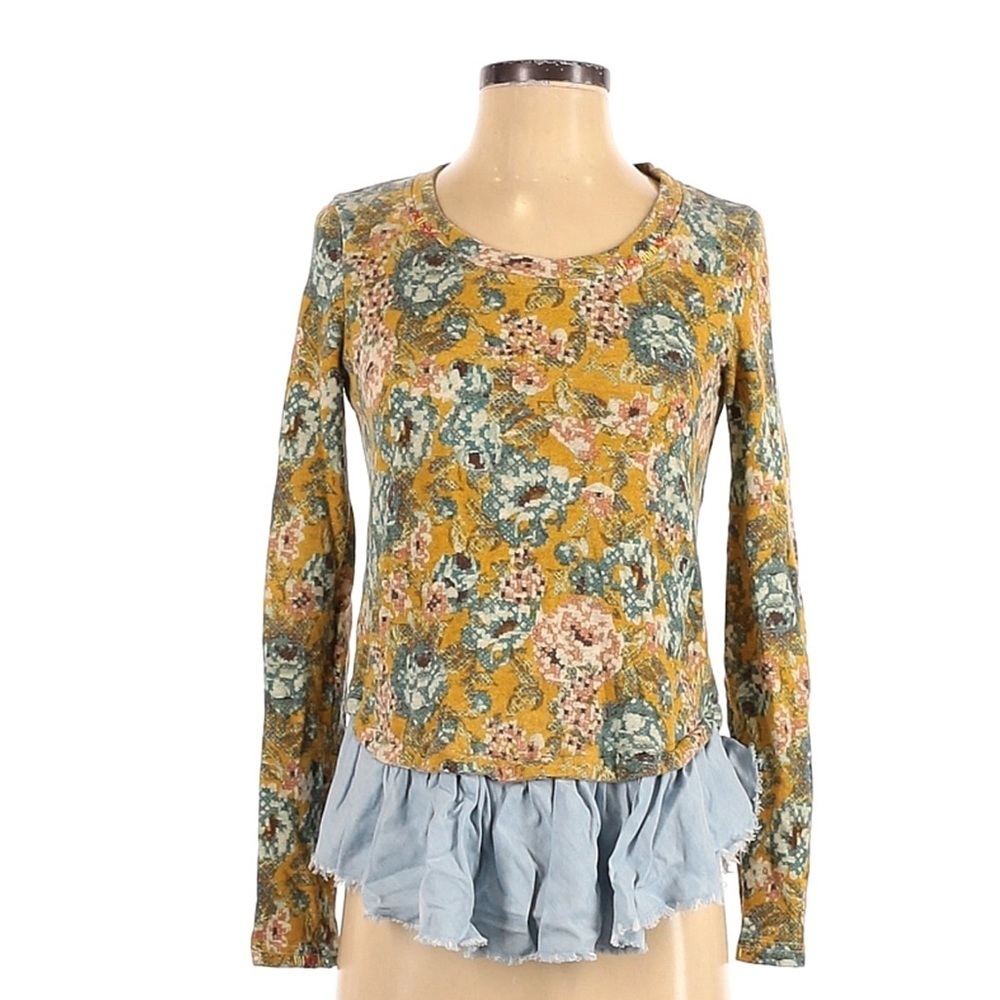 Anthropologie Lilka Goldenrod Blouse | Longsleeve Tee - Picture 3 of 5